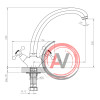 Смеситель DECOROOM DR54029 двуручный для кухни с высоким поворотным изливом