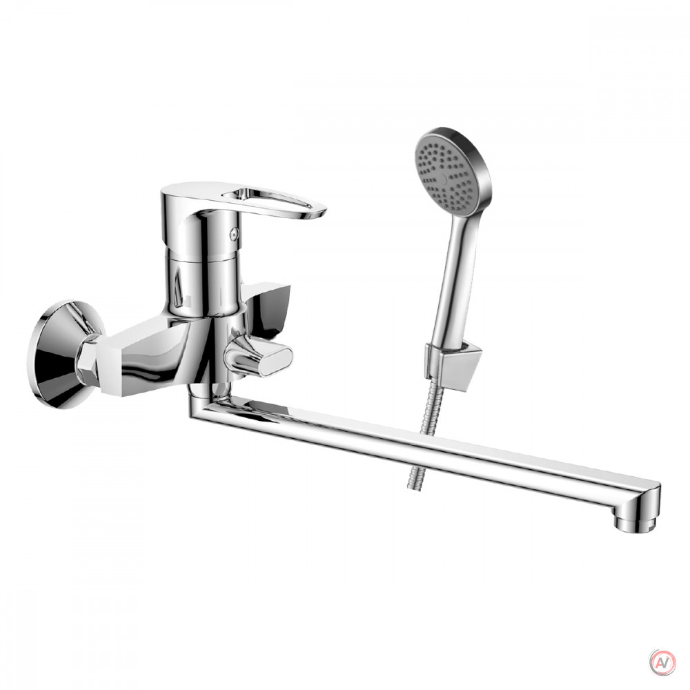 Смеситель DECOROOM DR70043 одноручный для ванны универсальный с поворотным изливом 300 мм