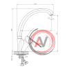 Смеситель DECOROOM DR72021 одноручный для кухни с высоким поворотным изливом