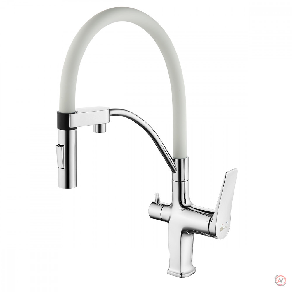 Смеситель Lemark Comfort LM3074C-White для кухни с гибким изливом, с подключением к фильтру с питьевой водой
