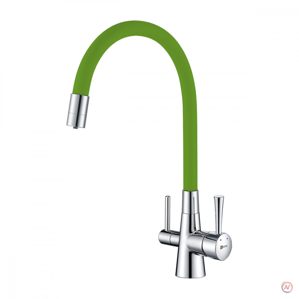 Смеситель Lemark Comfort LM3075C-Green для кухни с гибким изливом, с подключением к фильтру с питьевой водой