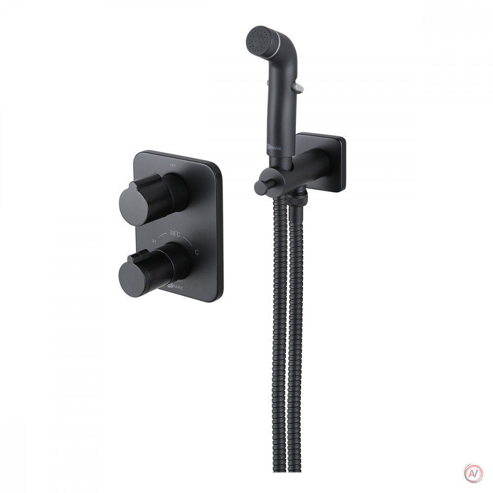 Смеситель Lemark Bronx LM3740BL с гигиеническим душем термостатический, встраиваемый