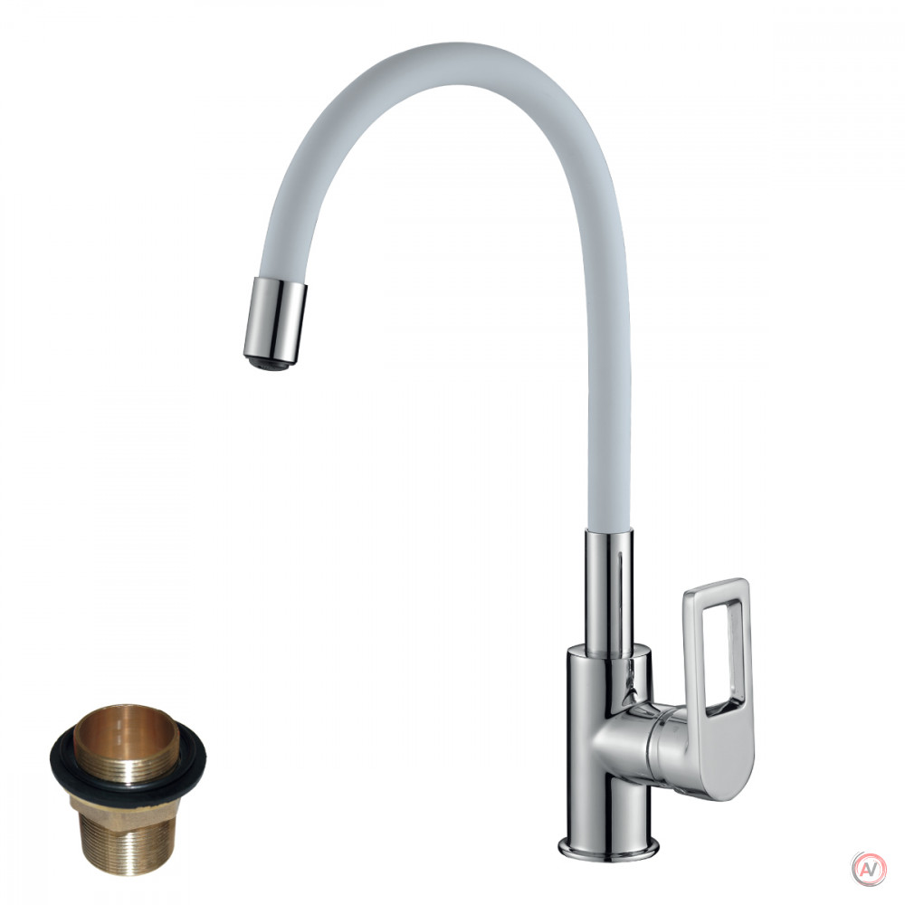 Смеситель Rossinka Z35-35U-White для кухни с гибким цветным изливом