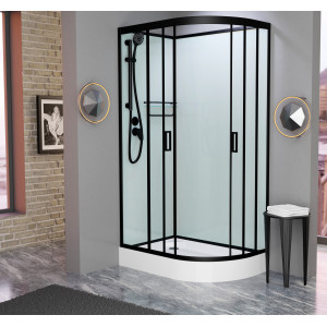 Душевая кабина Frank F418L М Black без крыши матовое стекло Размер:100*80*220см